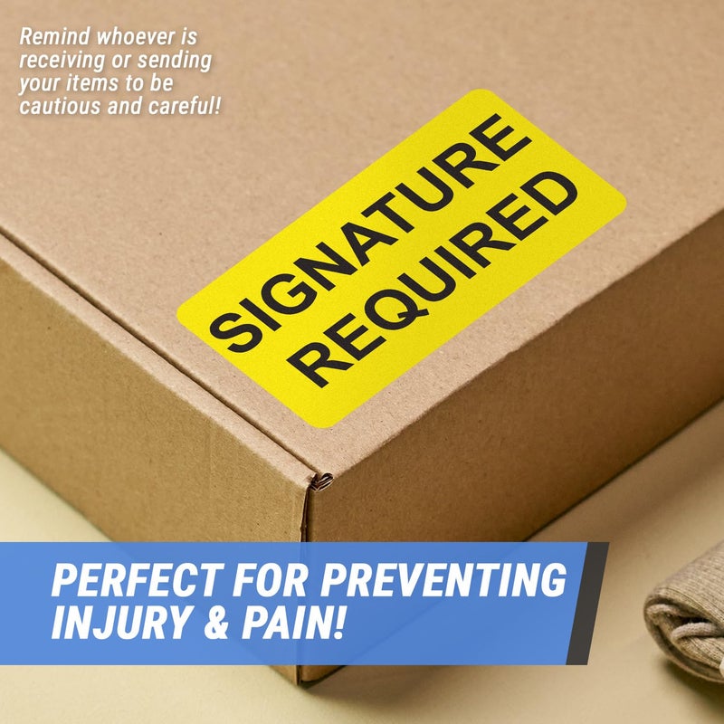 OfficeSmartLabels Signature Required Stickers (4 x 2 inch, Yellow, Rectangular - 300 Labels) Signature Required Shipping & Delivery - Semi-Gloss Coated, Self-Adhesive - Image 5